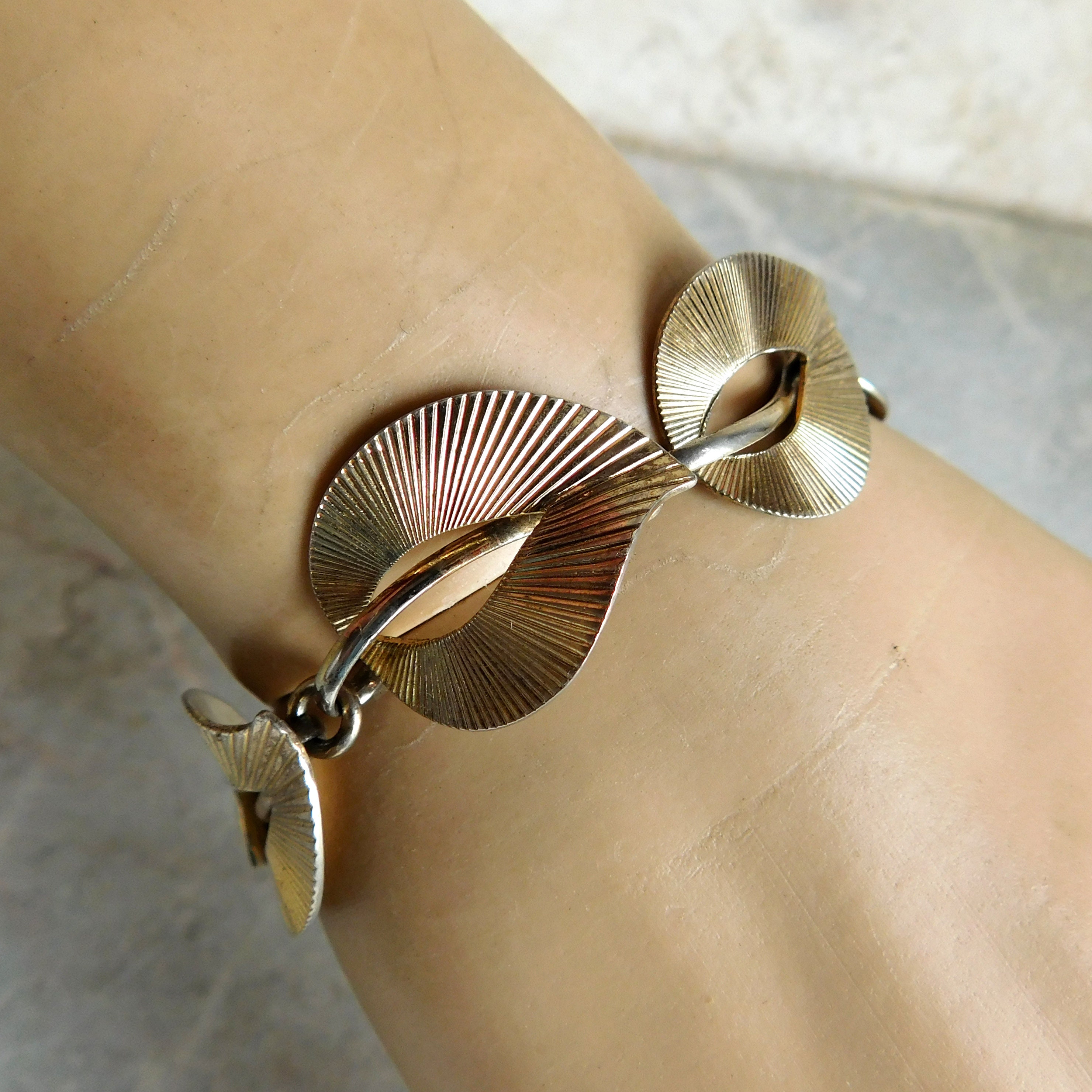 Vintage Napier Sterling Silver Leaf Bracelet - Mid-century