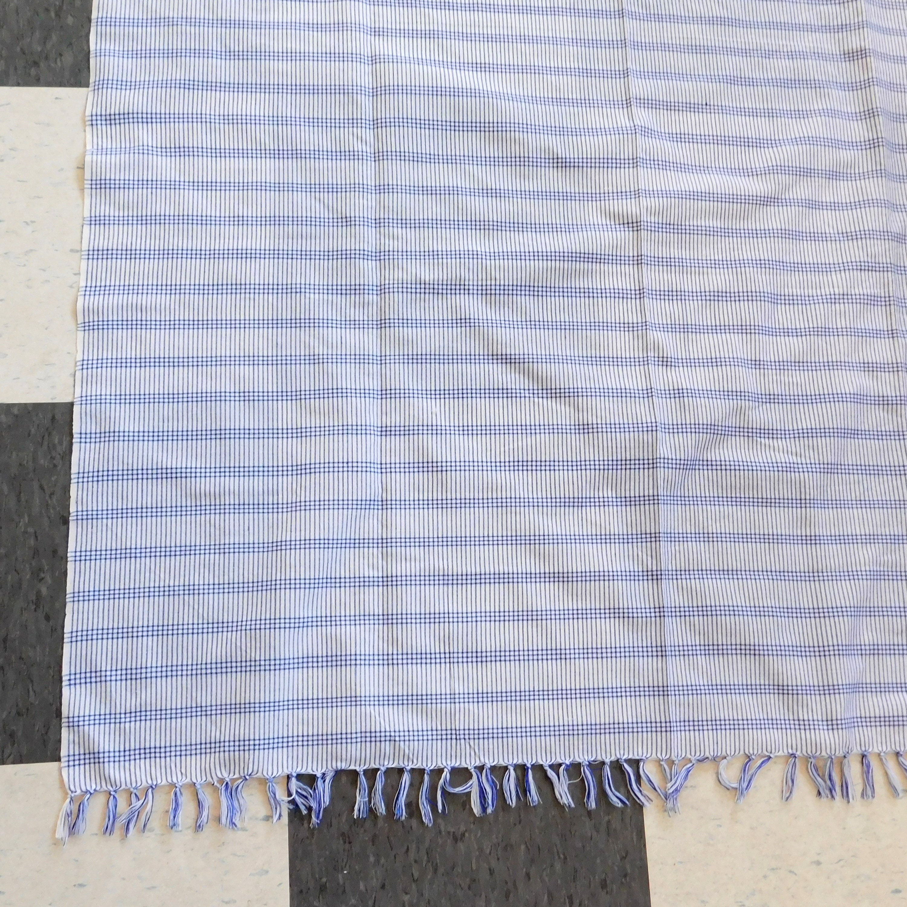 小物 COTTON STOLE - BLUE Handwoven 100% Organic Kala Cotton Wrap Stole - Tassels