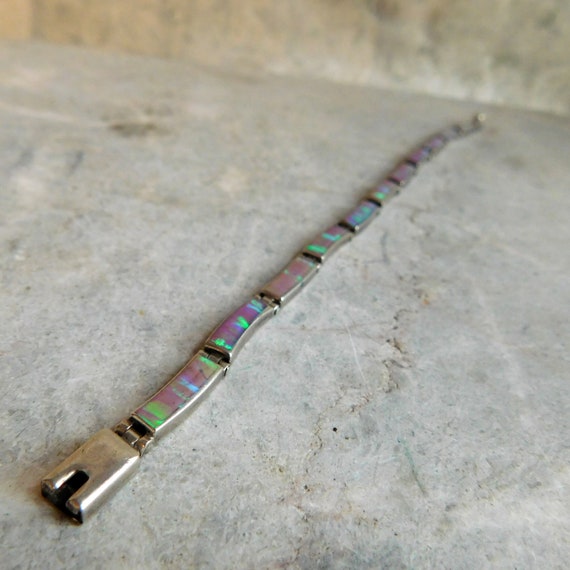 Vintage Mexican Sterling Silver and Opal Link Bra… - image 2