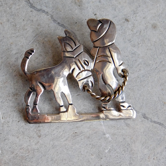 Vintage Taxco Mexican Sterling Silver Figural Bro… - image 1