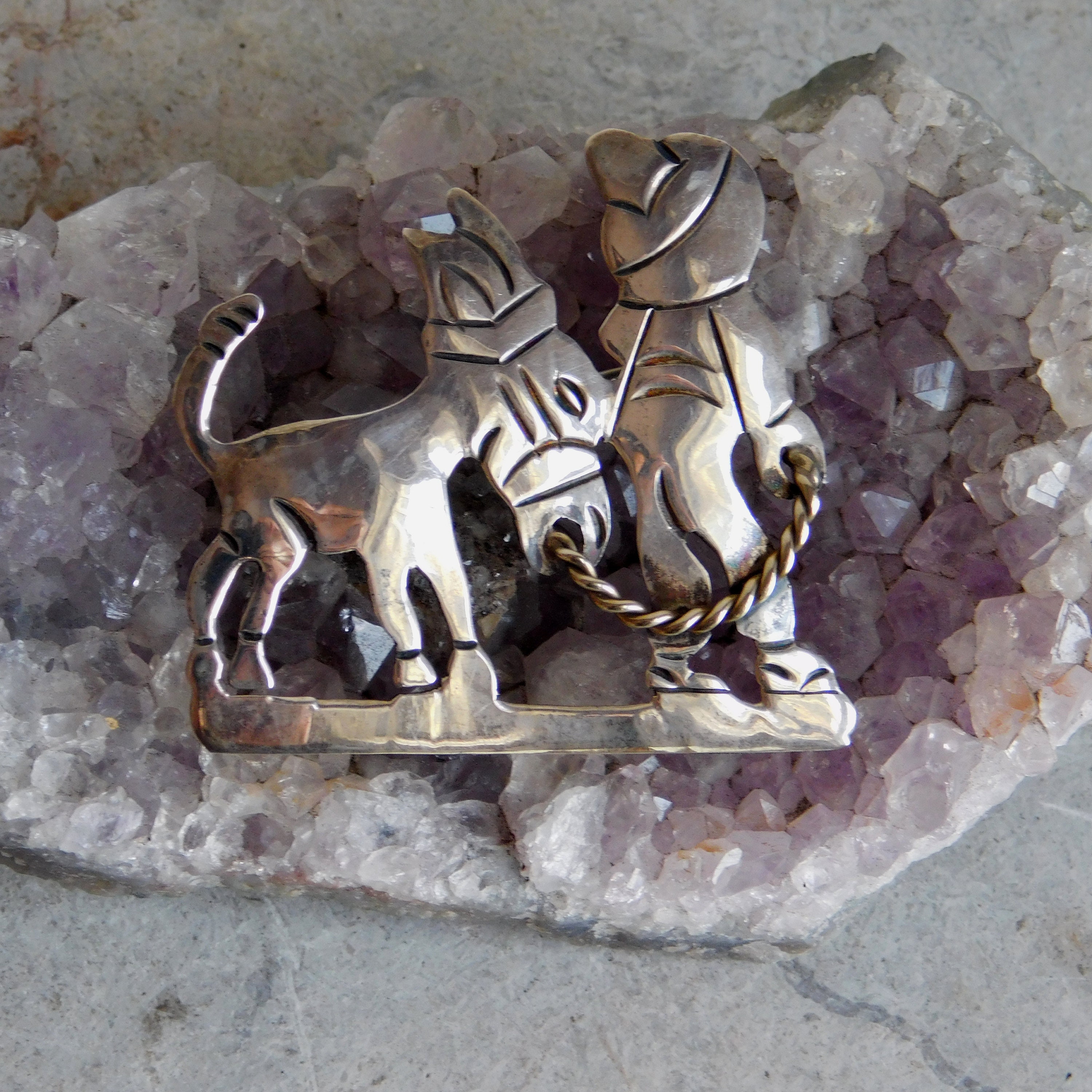 Vintage Taxco Mexican Sterling Silver Figural Brooch - Signed 