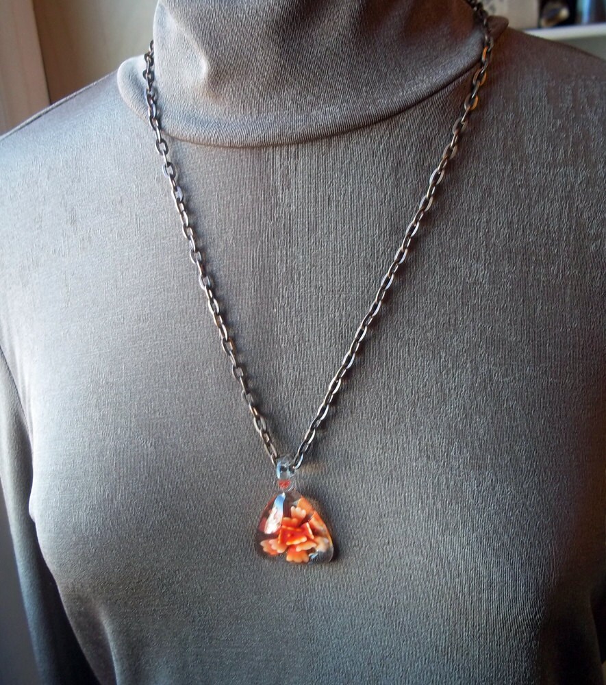 Vintage Flamework Glass Pendant on Copper Chain Necklace - Etsy