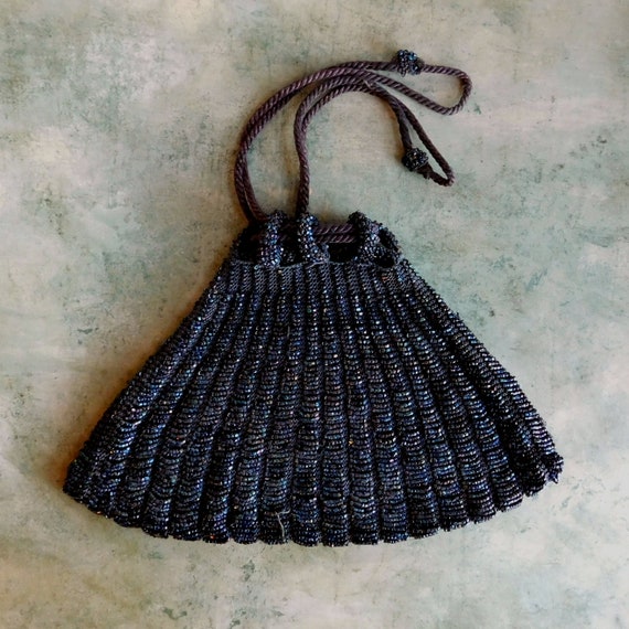 Vintage Antique Victorian Micro-Beaded Purse - 18… - image 1