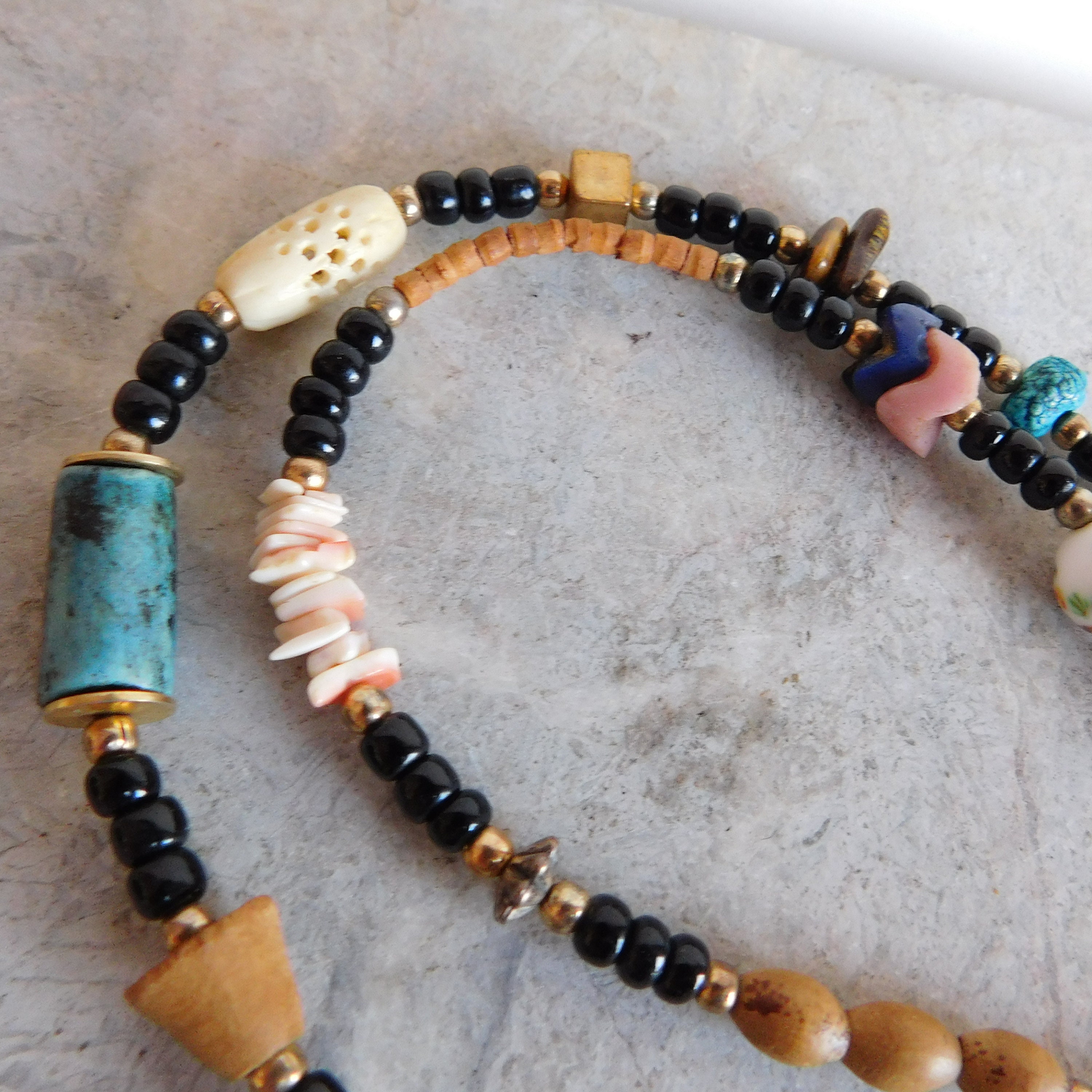 ◆VINTAGE HOLLYWOOD◆ Vine Beads Necklace VH2435NE011M Vintage Necklace Beaded Fringe Beads Colorful Boho Movement