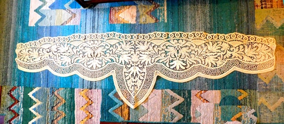 Vintage Spectacular Alencon Lace Valence - Ecru Handmade