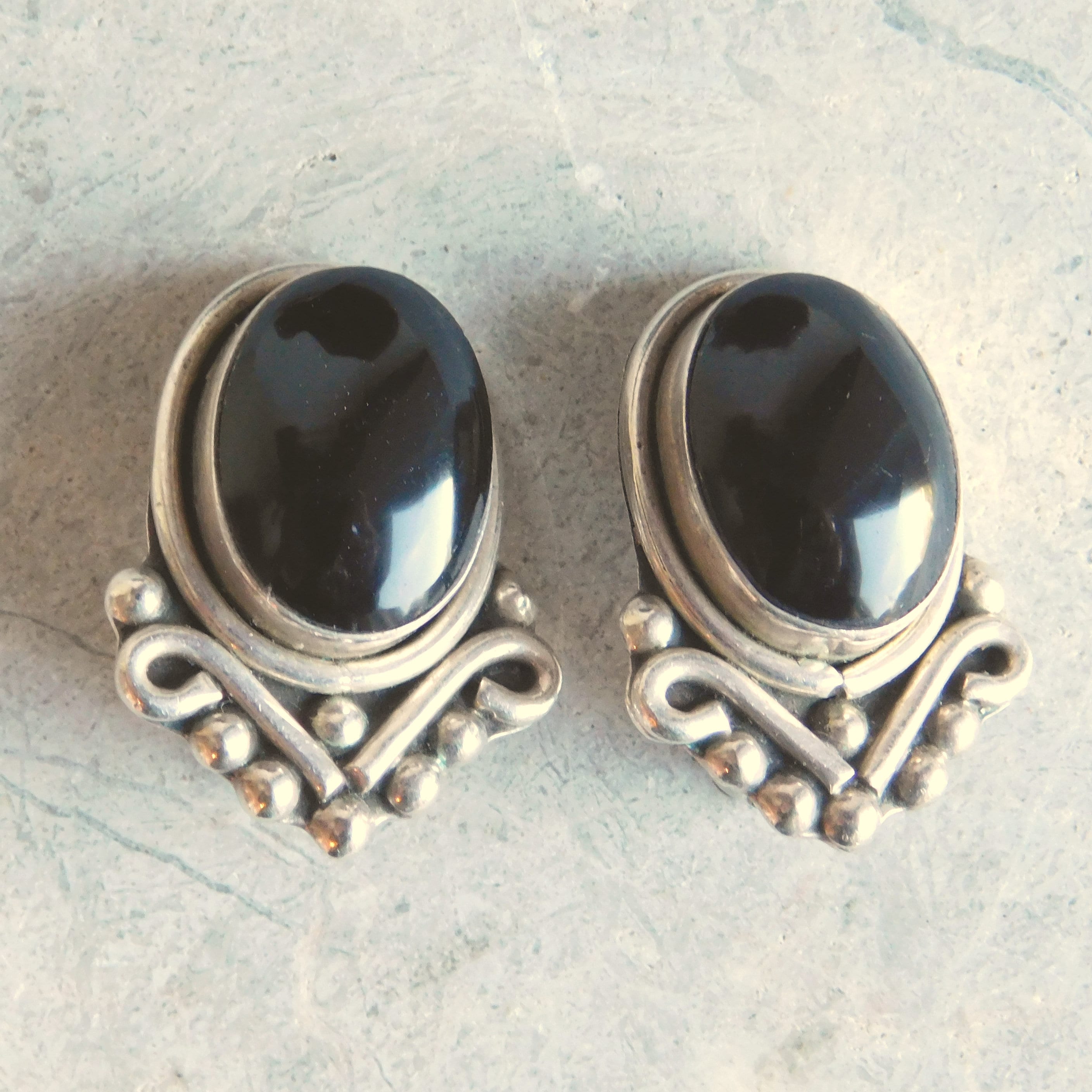 Old Mexican Sterling Silver Screw Back Earrings