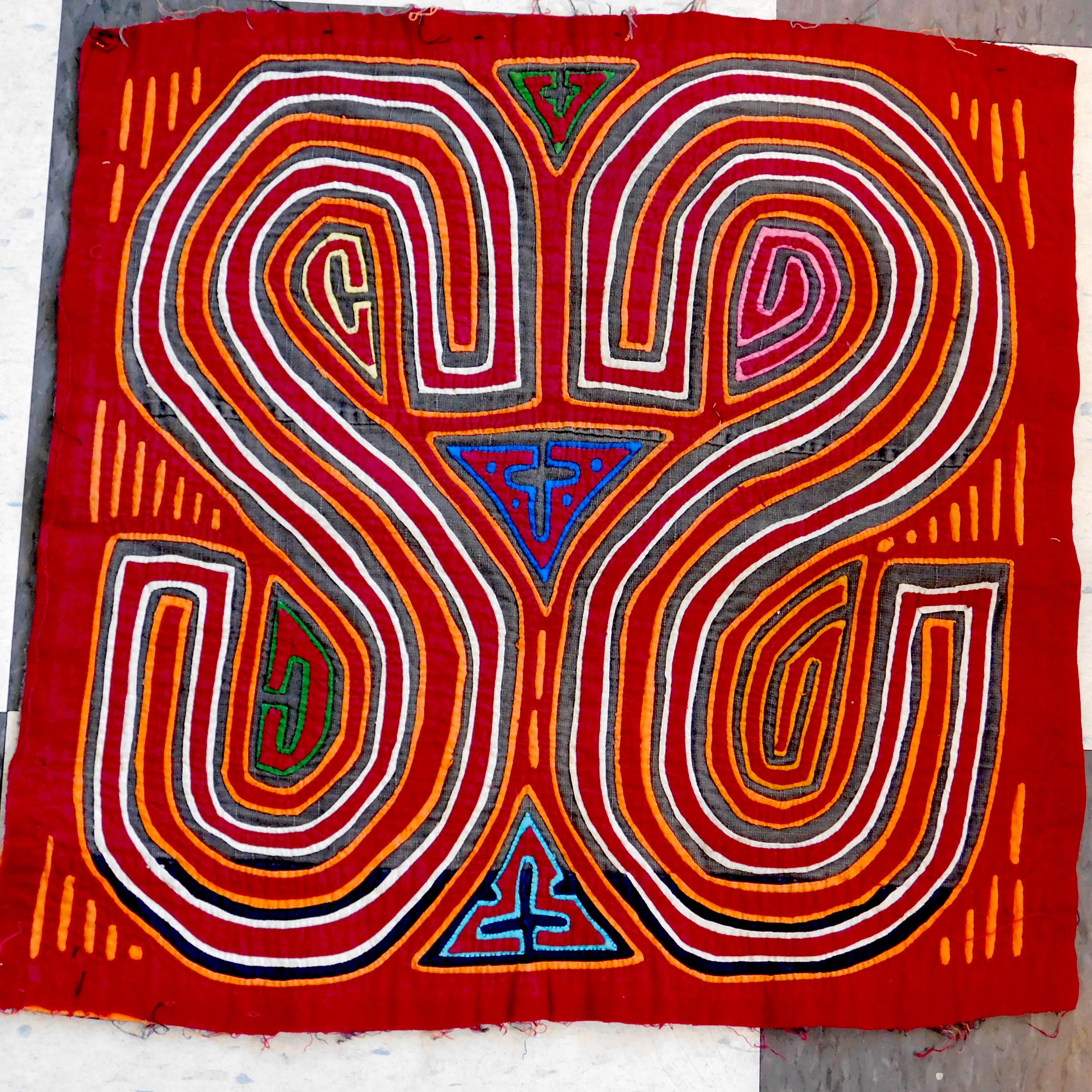 Vintage Genuine Panama Mola Textile - Geometric 