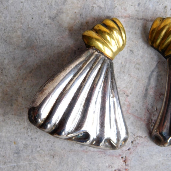 Vintage Mexican Sterling Silver and Brass Puffy E… - image 3