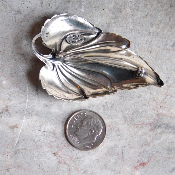 Vintage Sterling Silvr Leaf Brooch - 1950s Mid-Ce… - image 5