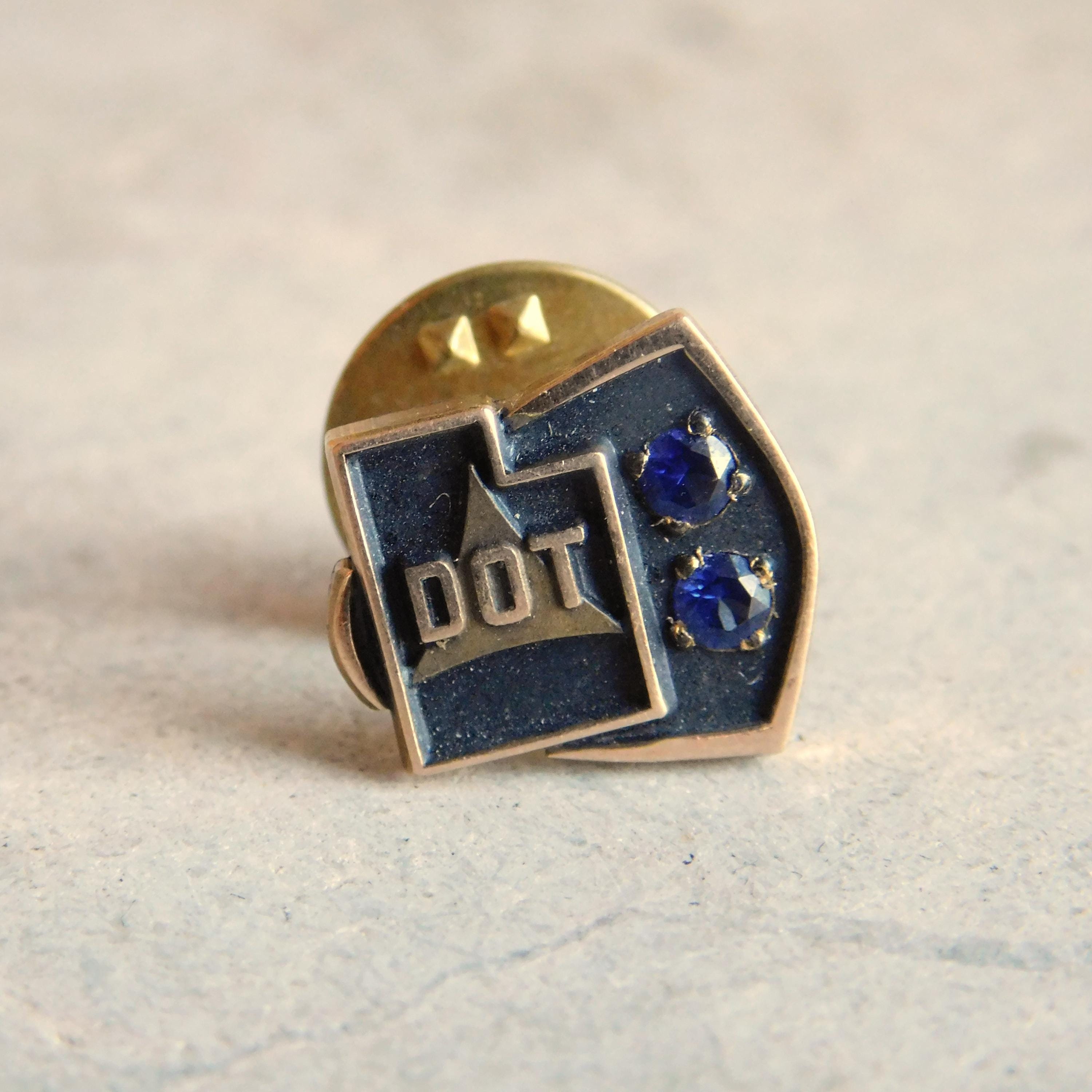 Vintage CTO 10K Gold-filled Utah DOT Lapel Pin W/ 2 Real Sapphires 