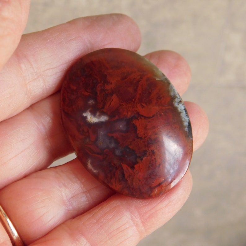 Vintage Bloodstone Bolo Tie Slide / Focal Large Swirling Red Oval Cabochon Heliotrope Free US Shipping image 3