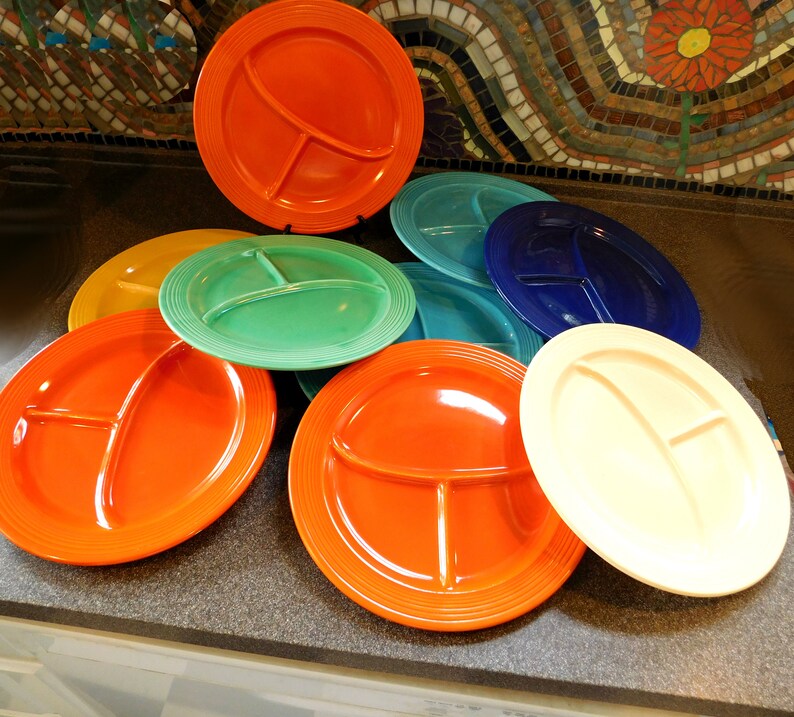 One Vintage OLD Fiestaware Divided Compartment Plate Etsy