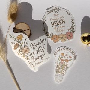 Sticker Set | 3 Sticker im Beige-Stil | Deutsche Christliche Aufkleber | Religiöse Sticker
