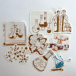 Juego de pegatinas de química | 8 pegatinas de vinilo geniales | Resistente al agua y a los arañazos | Perfecto para amantes de la química, nerds y fanáticos de la ciencia.