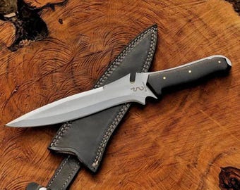Handmade RE4 Jack Krauser Replica Knife: D2 Steel, Micarta Handle, Leather Sheath