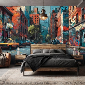 Graffiti Street Art Mural, Urban City Wallpaper, Peel and Stick Non Woven image 2