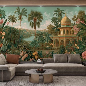 Jaipur Garden Peel and Stick Wallpaper: Exotic Jungle Animal Mural