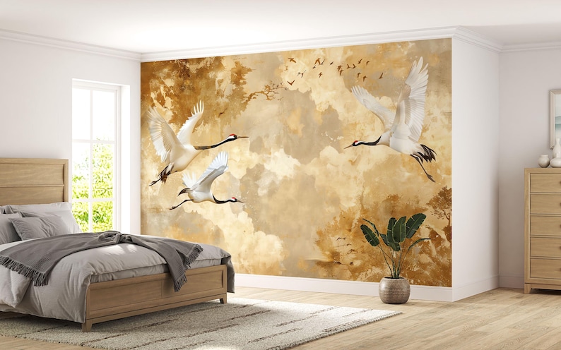 Dekolando Motivstempel – Fliegender Kranich, Ca. 48x28 Mm, Naturmotiv Vögel, Made In Germany