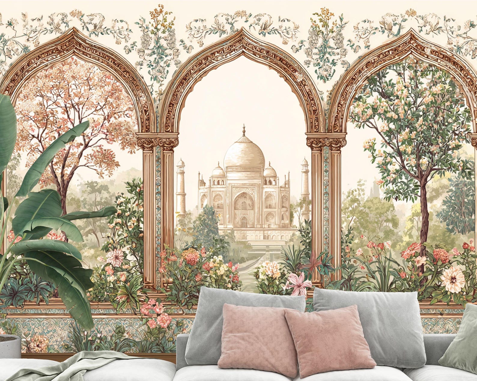 Mughal Garden Peel and Stick Wallpaper, Traditional Indian Archway ...