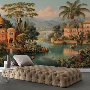 India Palace Peel and Stick Wallpaper: Exotic Temple Mural