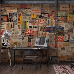 Poster di musica retrò, carta da parati murale staccabile e adesiva, carta da parati rock and roll, carta da parati artistica per amanti della musica, palestra e discoteca
