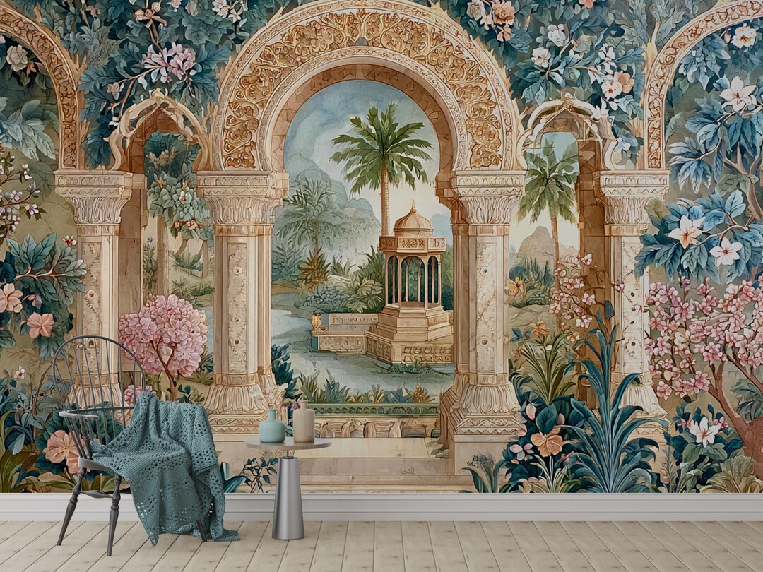 Luxury Mughal Arch Peel and Stick Wallpaper Mural, Architectural Scenic ...