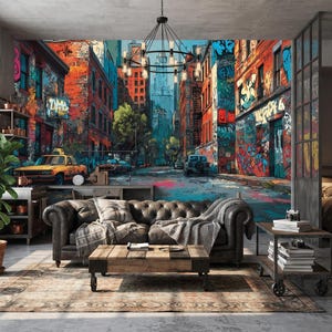 Graffiti Street Art Mural, Urban City Wallpaper, Peel and Stick Non Woven image 6