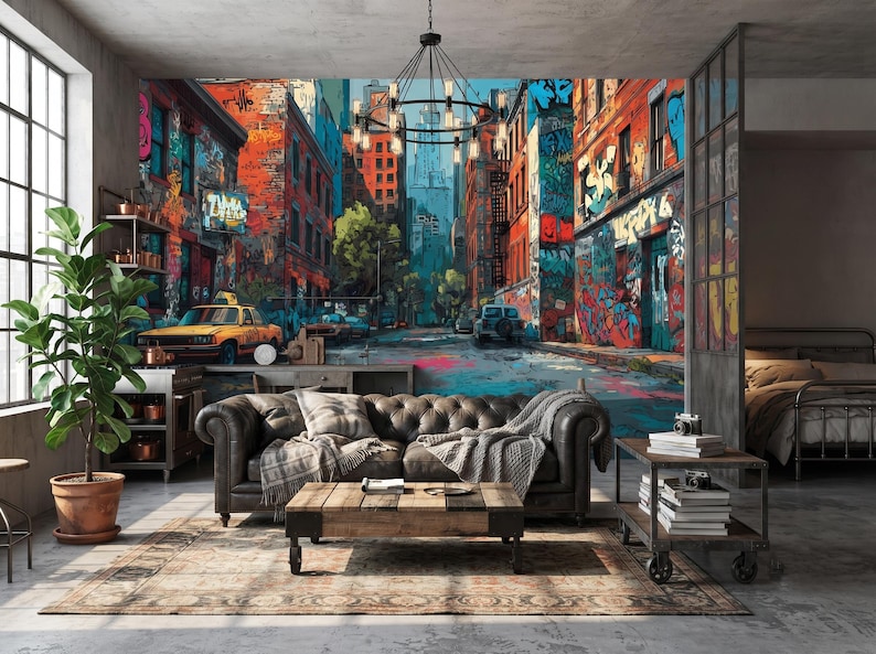 Graffiti Street Art Mural, Urban City Wallpaper, Peel and Stick Non Woven image 6