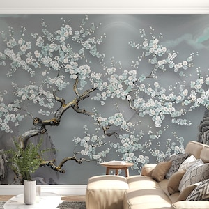 Cherry Blossom Tree Wallpaper Mural: Peel and Stick Floral Wall Decor