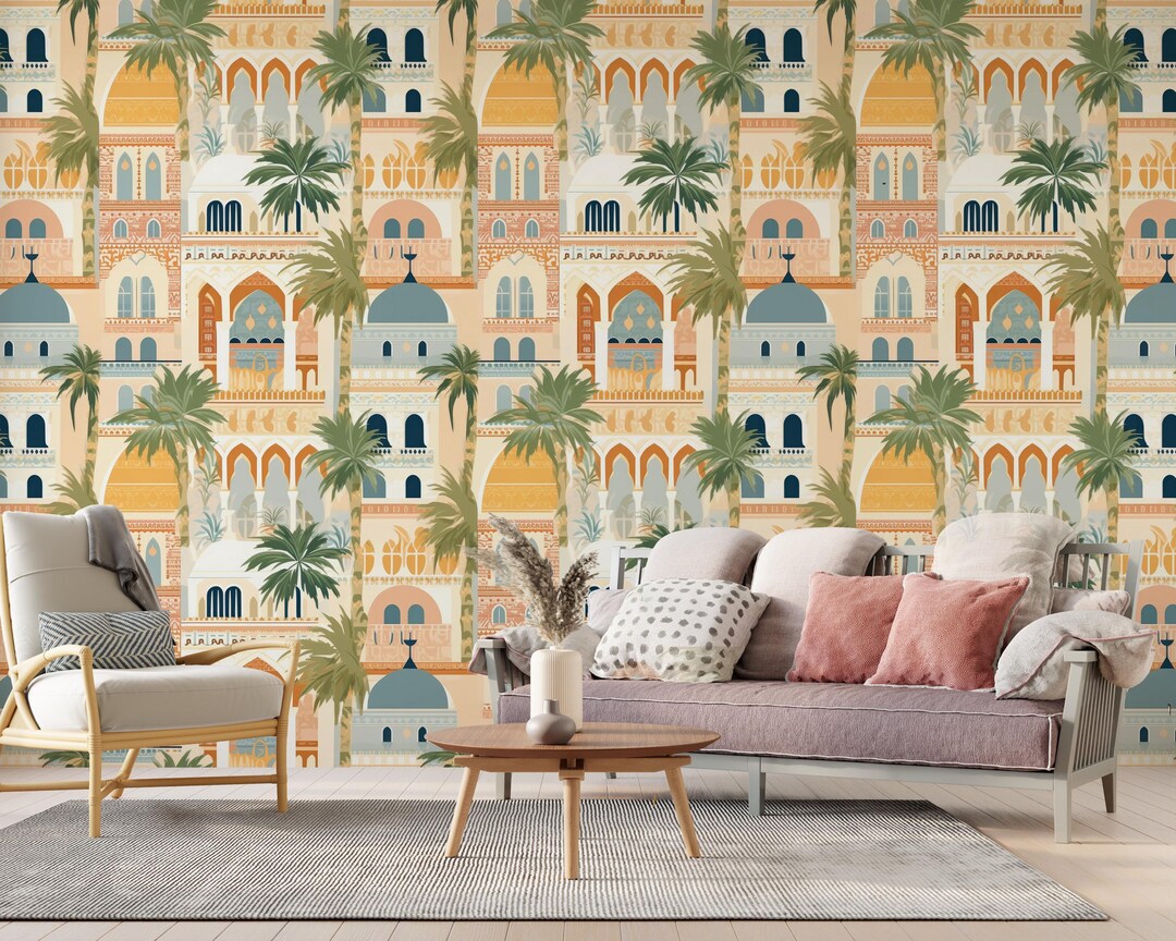 Moorish Architecture Wallpaper – Elegant Moroccan-inspired Mural, Boho ...