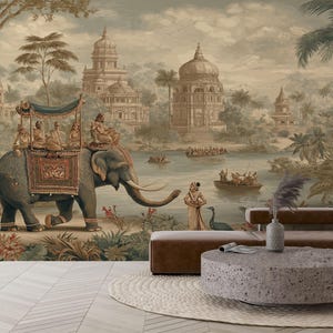 Jaipur Garden Peel and Stick Wallpaper: Exotic Jungle Animal Mural