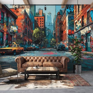 Graffiti Street Art Mural, Urban City Wallpaper, Peel and Stick Non Woven image 5