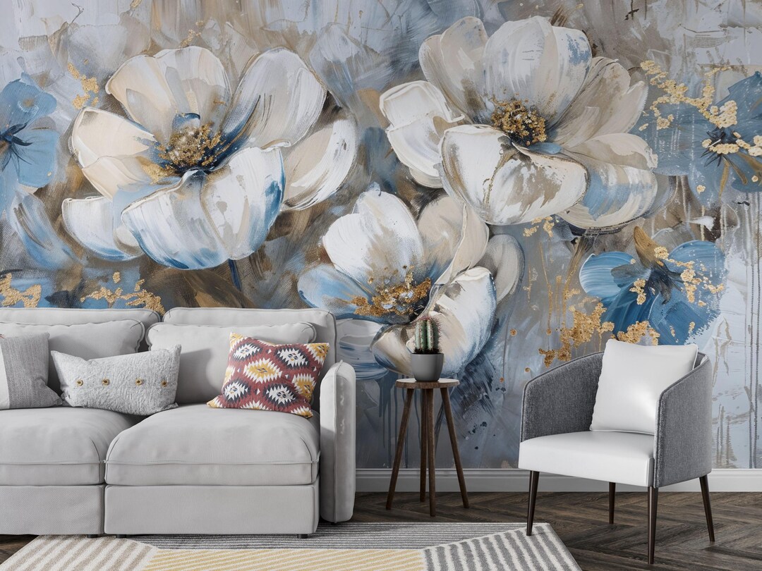 Hand-painted Floral Wallpaper for Walls – Elegant Abstract Design ...