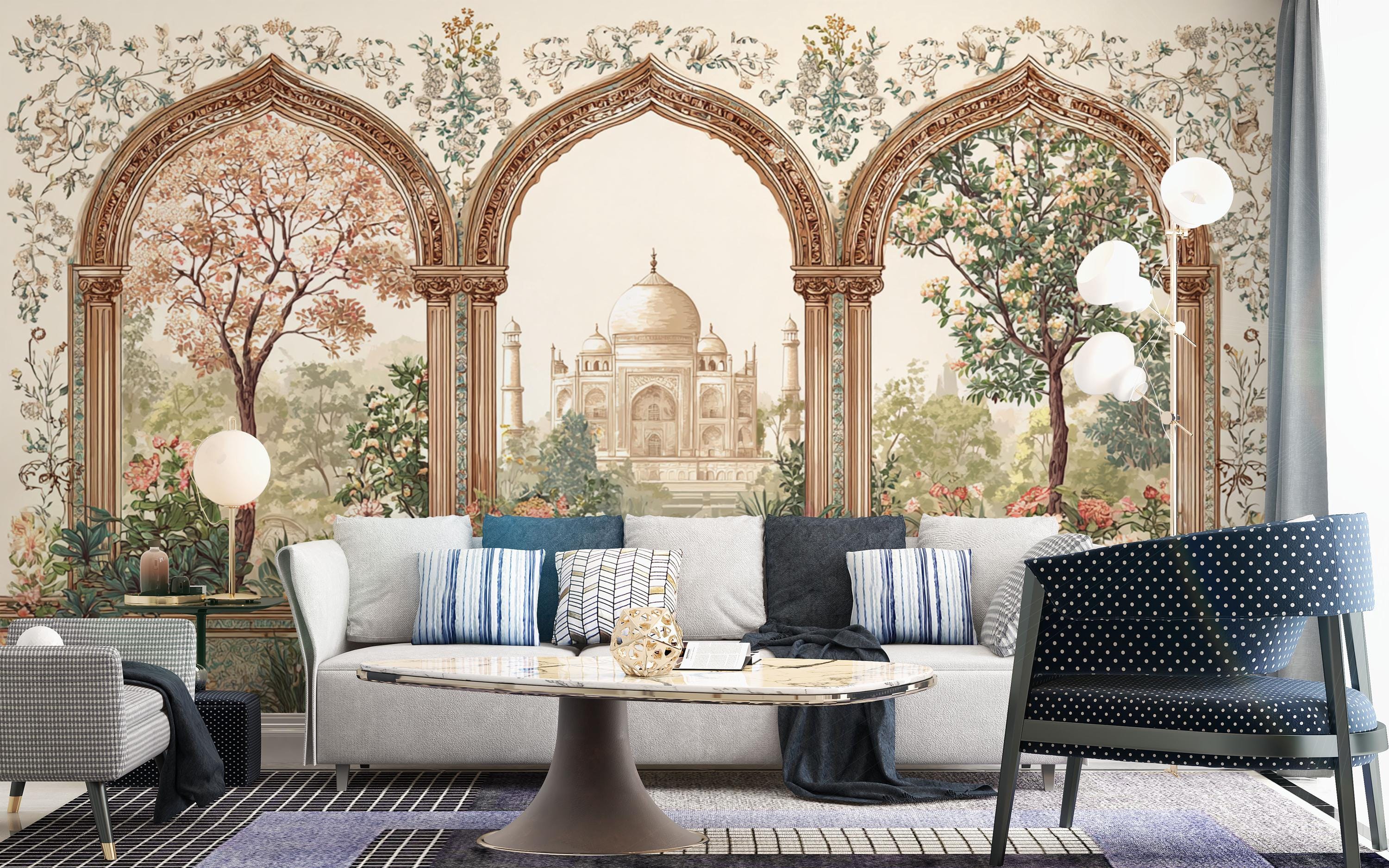 Mughal Garden Peel and Stick Wallpaper, Traditional Indian Archway ...