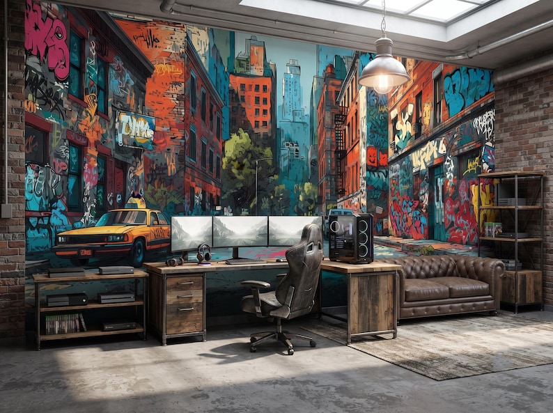Graffiti Street Art Mural, Urban City Wallpaper, Peel and Stick Non Woven image 4