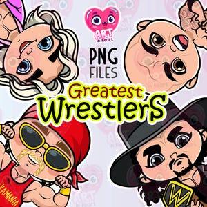 Plus grands cliparts de lutteurs, lot de lutteurs professionnels, clipart de lutte WWE, lutteurs drôles mignons, clipart numérique de sport, amateurs de lutteurs des Etats-Unis