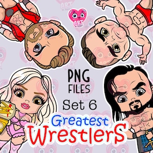 Greatest wrestlers clipart 6, pro wrestler bundle, Wrestling WWE clipart, Cute funny Wrestlers, Sports digital clipart, USA wrestlers lovers