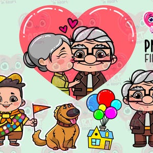 Cute kids clipart, Cute friends clipart, Adventure friends bundle, Cartoon inspiration, Adventures friends, family movie, Balloon house png