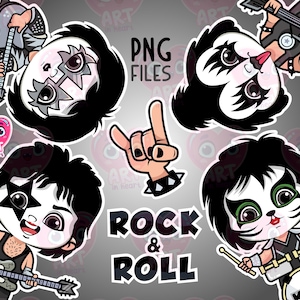 Rockmuziekband clipart, schattige kinderen vrienden clipart, rockmuziekbundel, Amerikaanse rockband, rock-'n-roll clipart-svg, rockliefhebbers