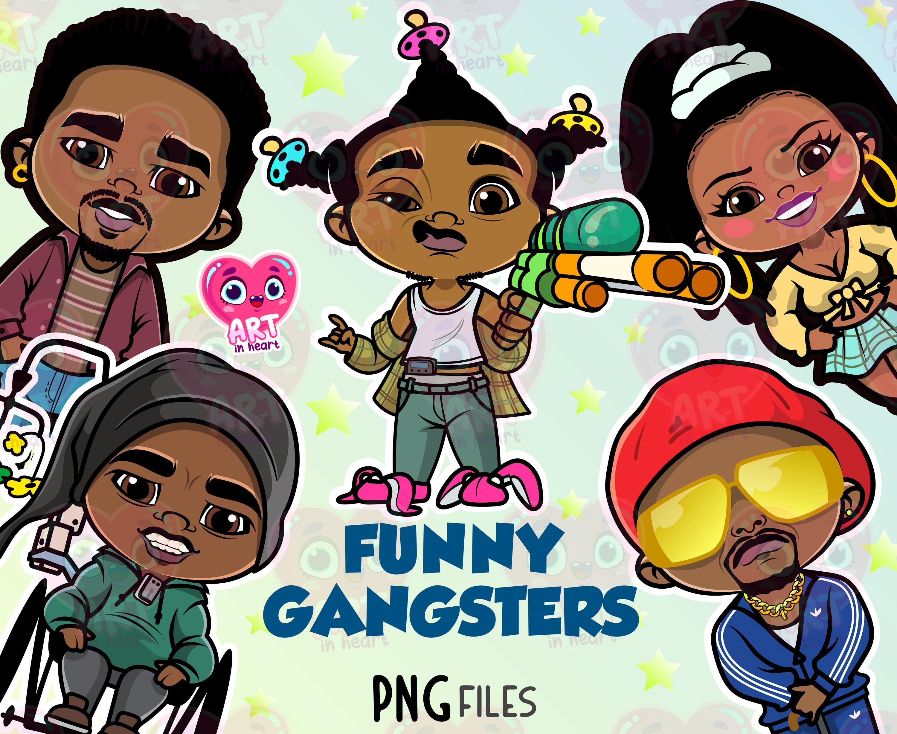 Funny Chibi Gangsters, Movie 90s Bundle, Rappers Bundle, Hip Hop, Cute ...
