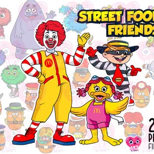 Street Food Freunde Bundle, süße Freunde Clipart, Magische Freunde Clipart, Kinder Geburtstag Partybevorzugung, Märchen Clipart