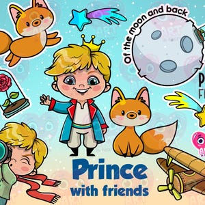 Der Prinz Clipart, magische Freunde Clipart, süße Freunde Clipart, Kinder Geburtstag Gastgeschenke, Märchen Clipart, Kinder Party Thema