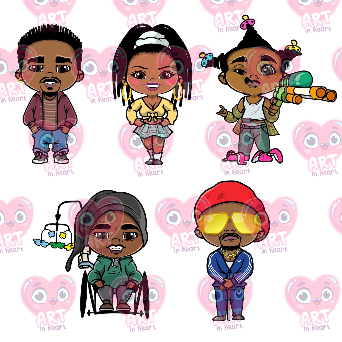Funny Chibi Gangsters, Movie 90s Bundle, Rappers Bundle, Hip Hop, Cute ...