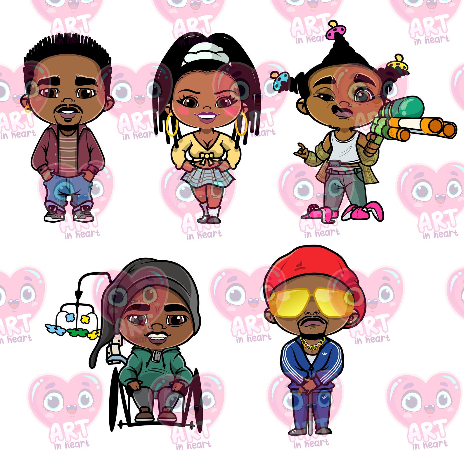 Funny Chibi Gangsters, Movie 90s Bundle, Rappers Bundle, Hip Hop, Cute ...