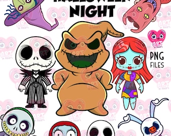 Halloween night clipart, halloween bundle png, cute horror kids png, halloween party clipart, halloween party favors, cute halloween friends