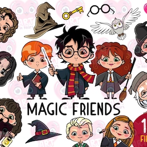 Magische Freunde Clipart, süße Kinder Clipart, süße Freunde Clipart, kleine Studenten Clipart, Film Inspiration digital png, Kinder Geburtstagsparty