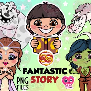 Tovenaar vrienden clipart, bundel fantastisch verhaal, magische vrienden clipart, schattige vrienden clipart, kinderfeestje gunsten, sprookjesachtige clipart