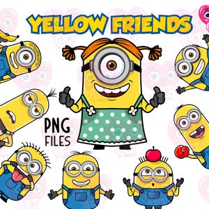 Funny yellow friends bundle, cute friends clipart, Magic friends clipart, Kids Birthday party favor, fairytale clipart, best friends cartoon