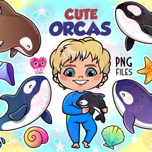 Süßer Orca Wal Clipart, süße Kinder Clipart, Leben im Meer, süße Cliparts, Abenteuer Freunde, Abenteuer Freunde Bundle, Filminspiration, Filmklassiker 90er Jahre