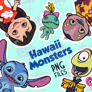Hawaii friends bundle, Hawaii beach monsters clipart, Cute friends clipart,  Kids Birthday party favors, fairytale clipart, voodoo toy png